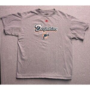 NFL Team Apparel Miami Dolphins Graphic T-Shirt Gray Large -Throwback Logo